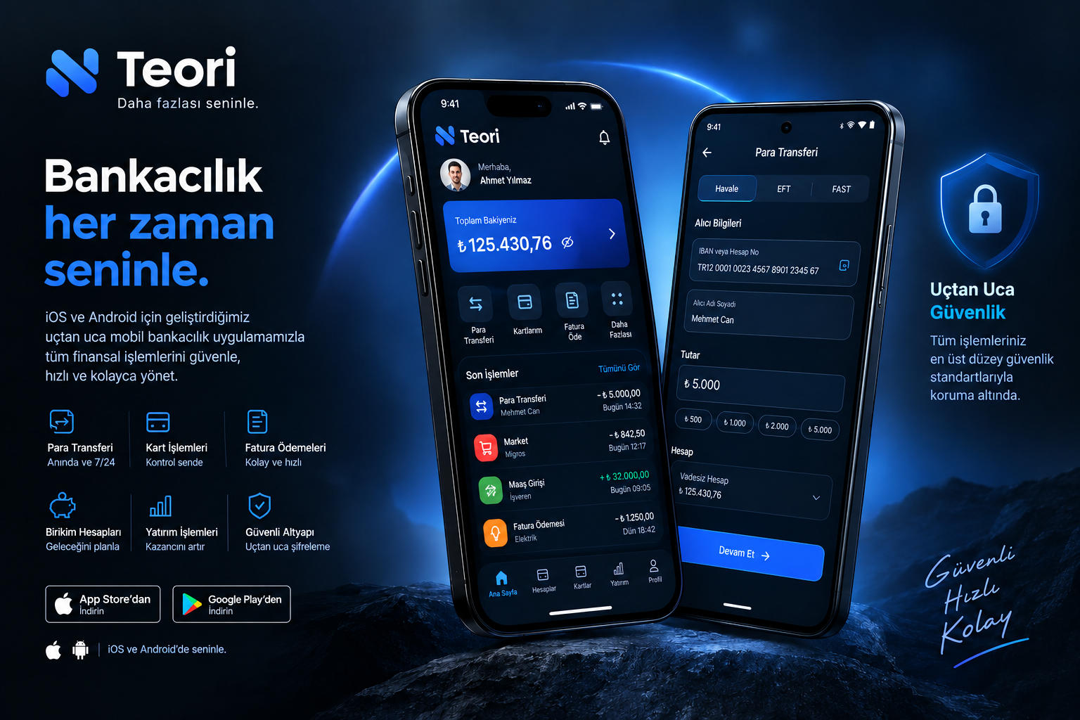 NOVA — iOS ve Android için uçtan uca mobil bankacılık uygulaması ekran görüntüsü